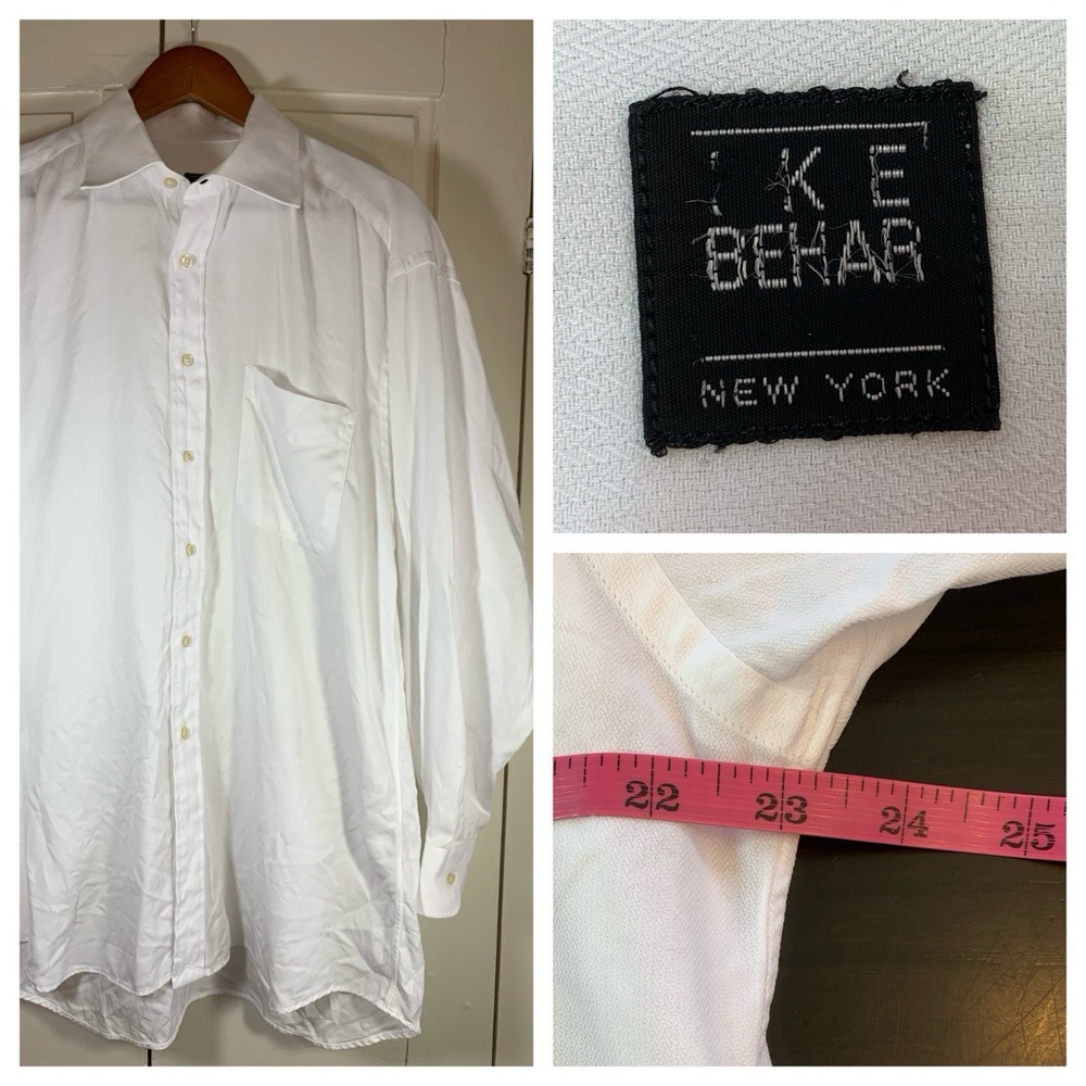 Ike Behar New York White Dress Shirt 16.5-33 Office Wedding Guest Event READ